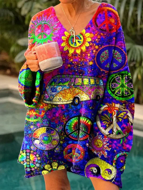 Women's Long Sleeve V-neck Graphic Printed Tops