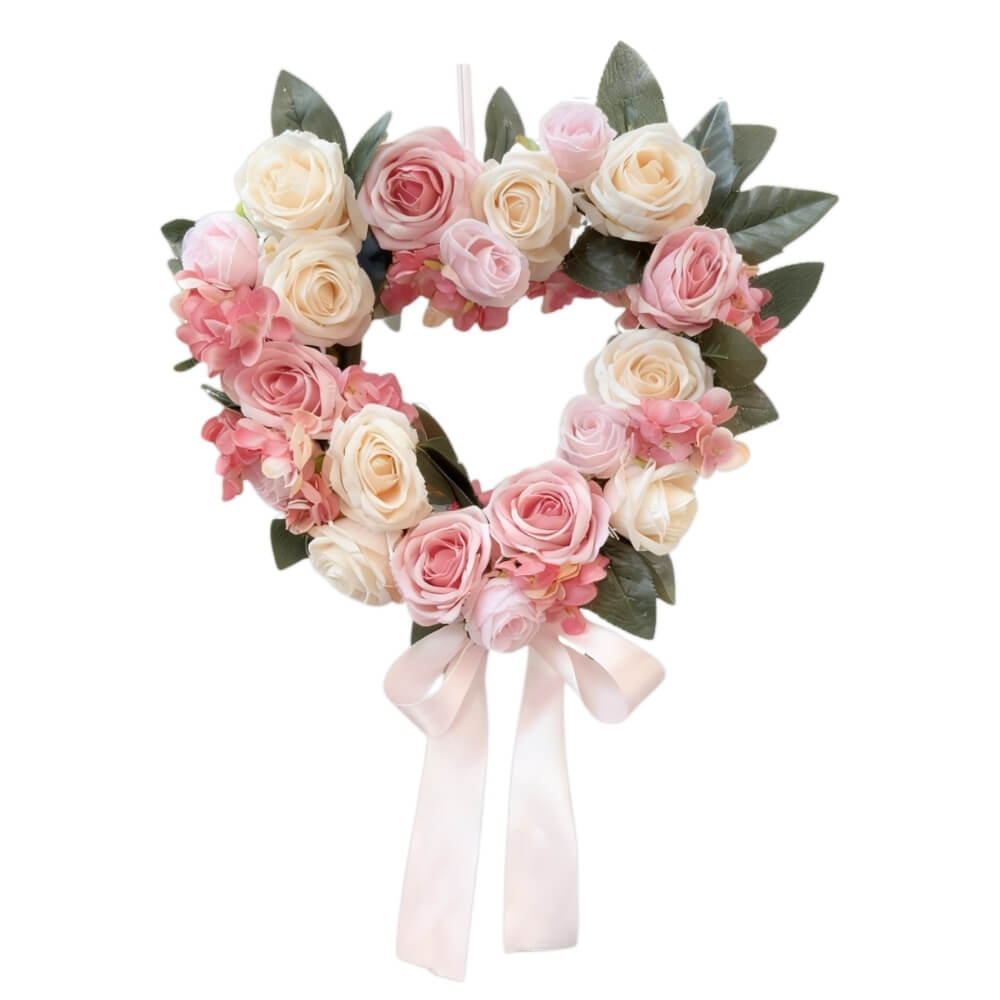 Wedding Blush Romance Heart Rose Artificial Wreath