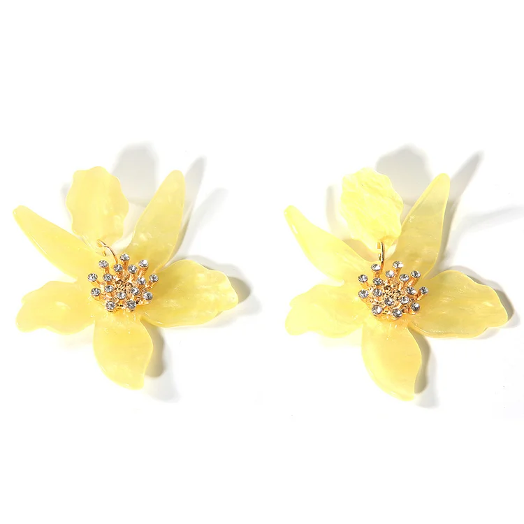 Acrylic Water Pattern Petal Exaggerated Fashion Earrings