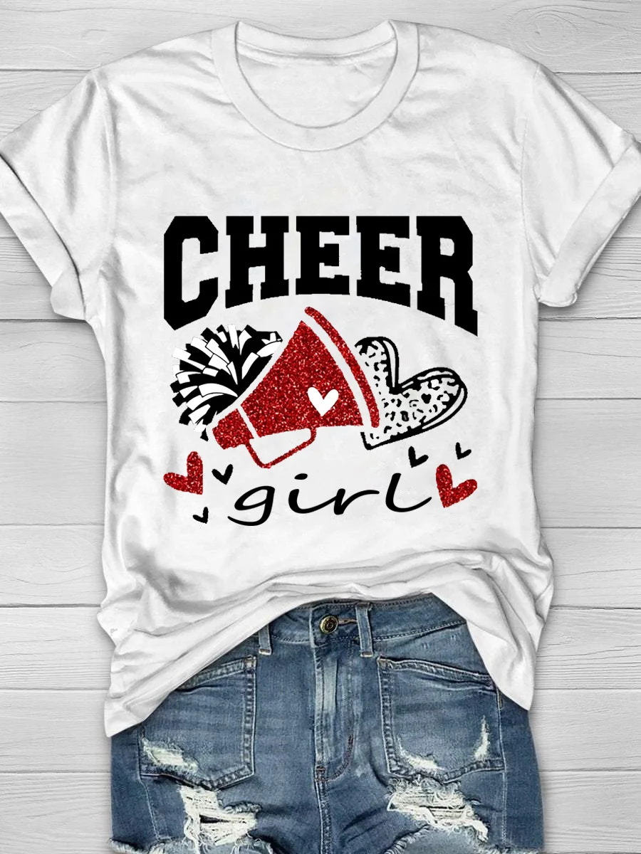 Cheer Girl Printed Short Sleeve T-Shirt