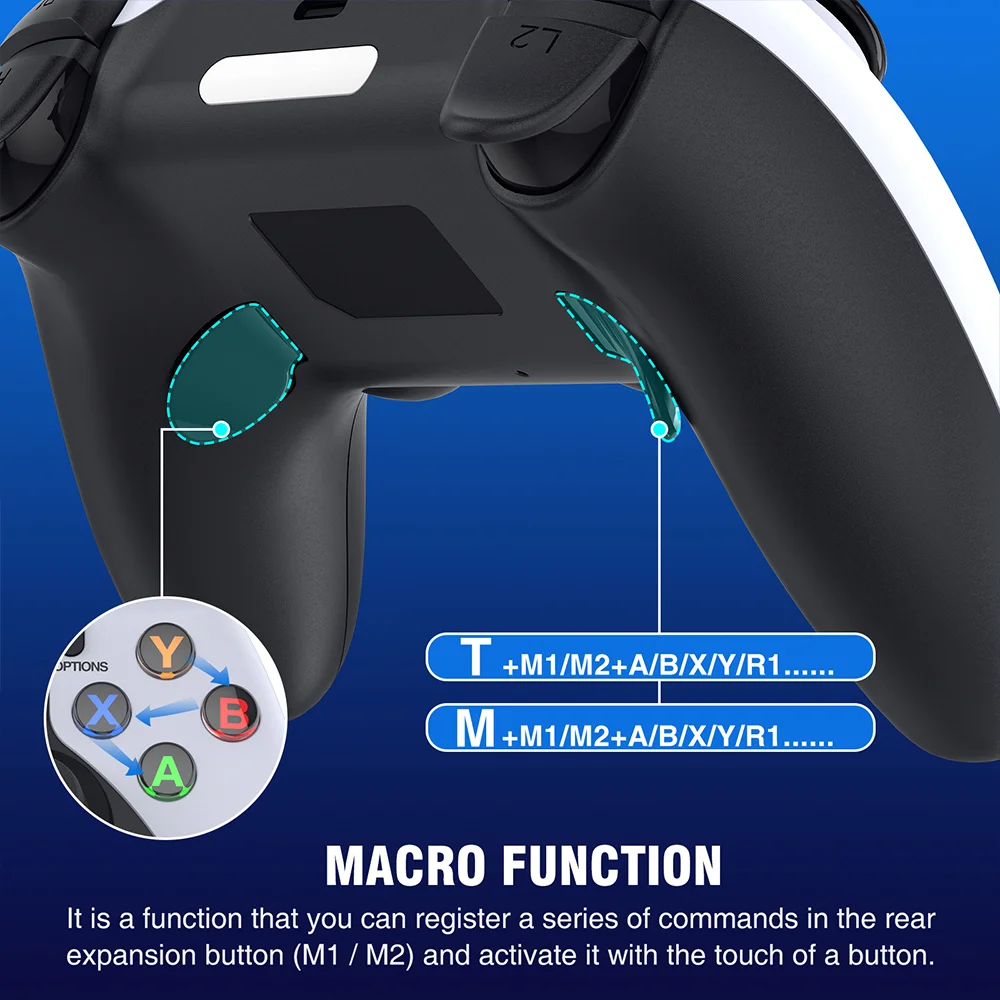 Wireless Controller Compatible with PS4/PS4 Pro/PS4 Slim, DinoFire Pro Controller with Advanced Buttons Programming/Enhanced Dual Vibration/Stereo Headset Jack/6-Axis Gyro Sensor /Turbo/Macro Function