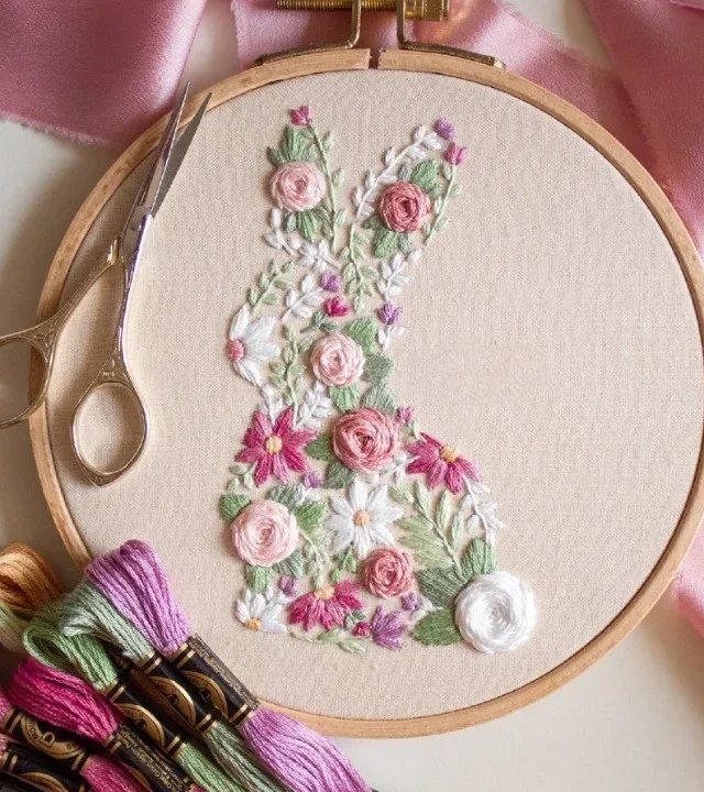 Bunny in Bloom-Easter Embroidery PDF Pattern