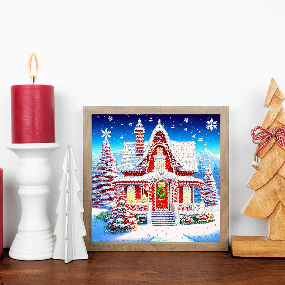 Christmas House - Diamond Painting - Partial Special Shaped Drill(Canvas|30*30cm)