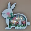 D&eacute;coration de P&acirc;ques lapin en bois avec lumi&egrave;re LED