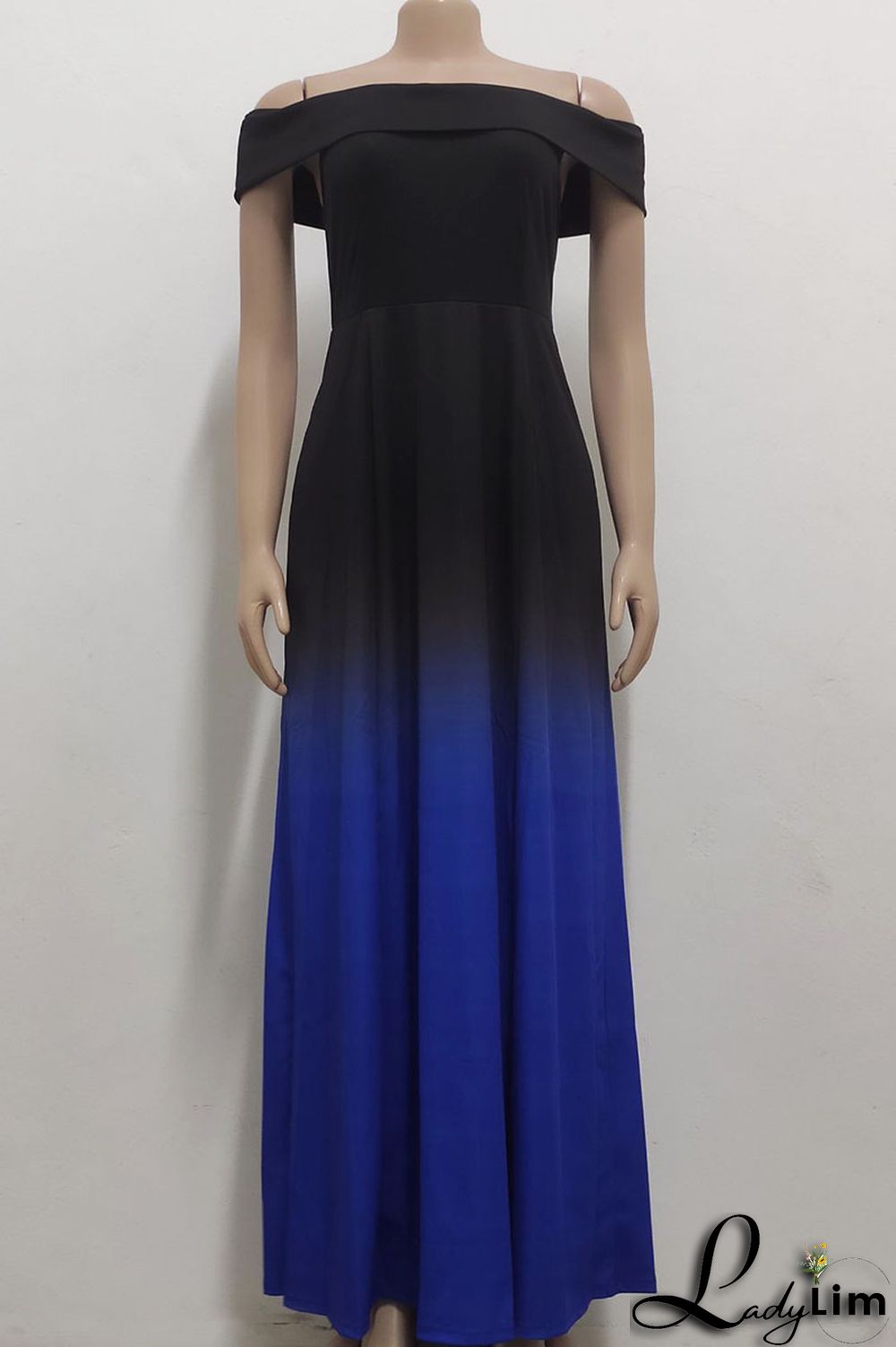 Purple Casual Gradual Change Print Patchwork Off the Shoulder A Line Dresses