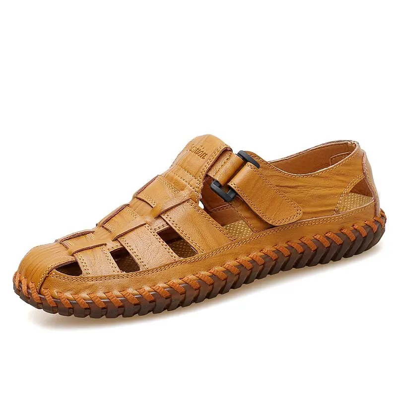 Summer Men's Sandals Genuine Leather Outdoor Summer Handmade Men slippers Shoes Men Beach Breathable sneakers Casual Shoes