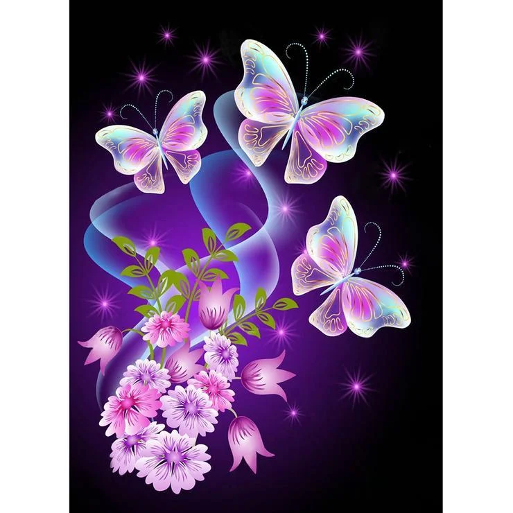 Full Round Diamond Painting Butterfly Flower (40*30cm)