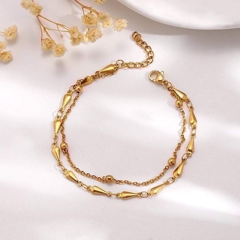 Sweet Heart Shape 201 Stainless Steel 18K Gold Plated Bracelets In Bulk