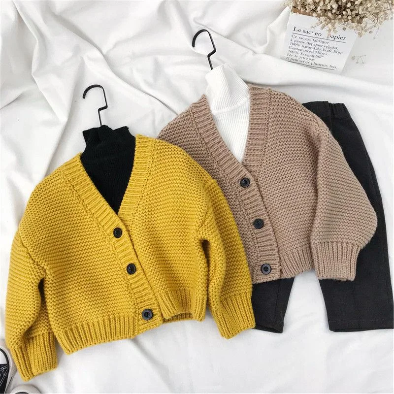 INS HOT Baby boys and girls cardigan sweater coat Korean sweater kids Single-breasted outwear toddler girl sweater 2 colors