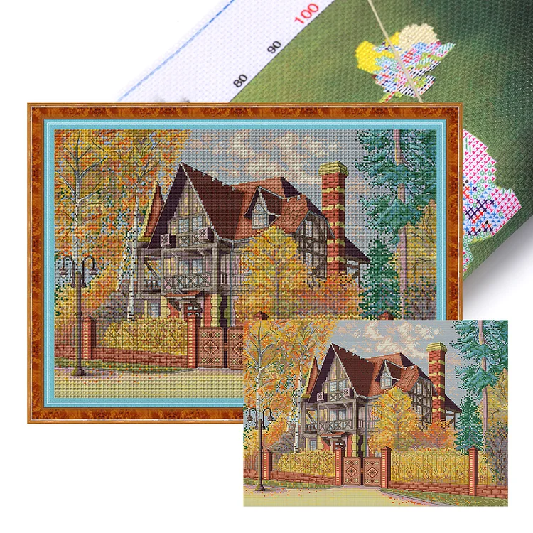 Joy Sunday Autumn Courtyard - Printed Cross Stitch 14CT 50*38CM