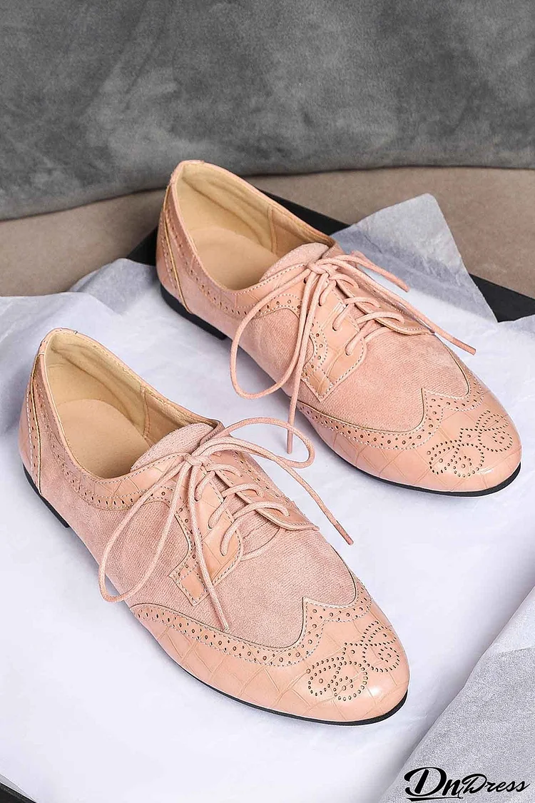 Carved Lace Up Leather Shoes