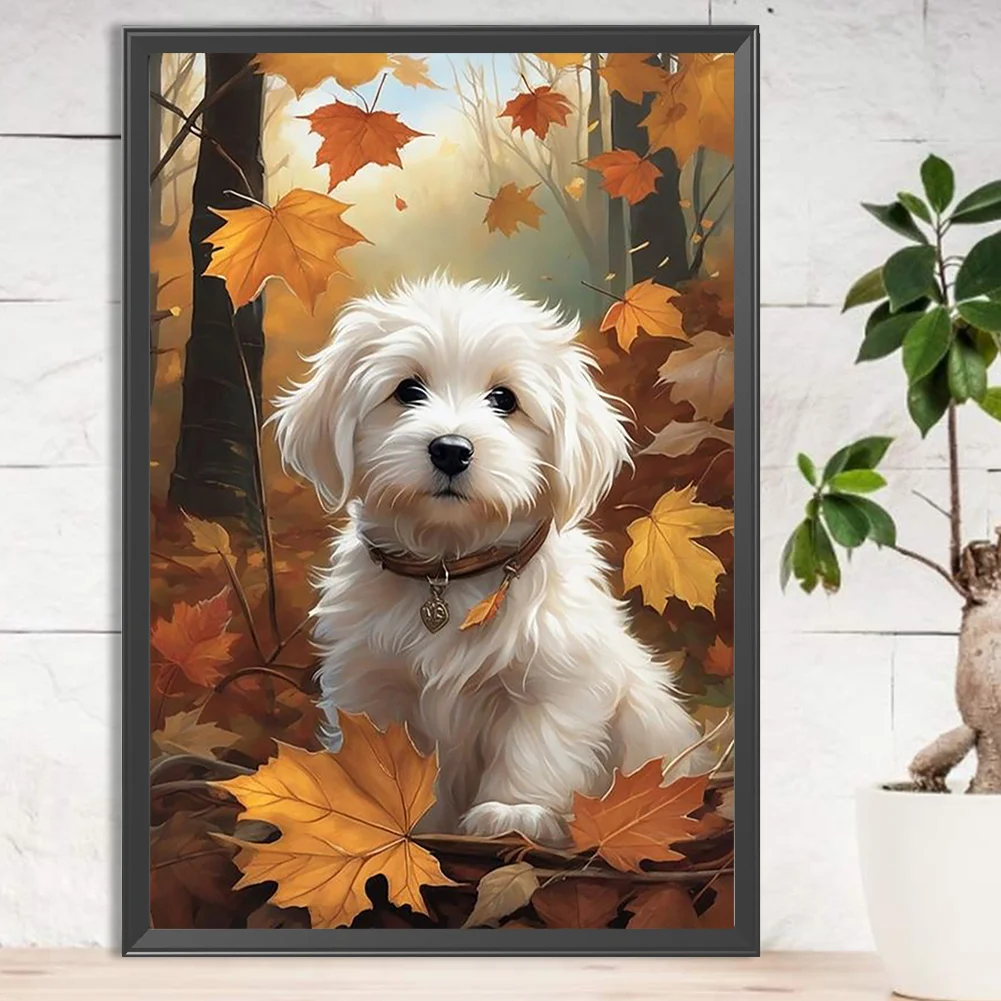 Diamond Painting - Full Round Drill - Deciduous Puppy(Canvas|40*60cm)