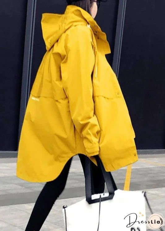 Plus Size Yellow Casual Patchwork Pockets Fall Coats