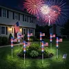 8Pcs American Flag Solar Stake Lights Weatherproof Garden Decorative Pole Flag Light Impact  Welcome Powered Outdoor Gardening Light for Outdoor Gardening Patio Yard