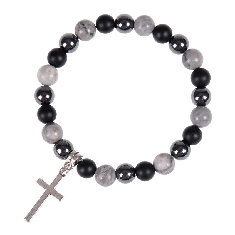 Retro Cross Natural Stone Men’s Bracelets
