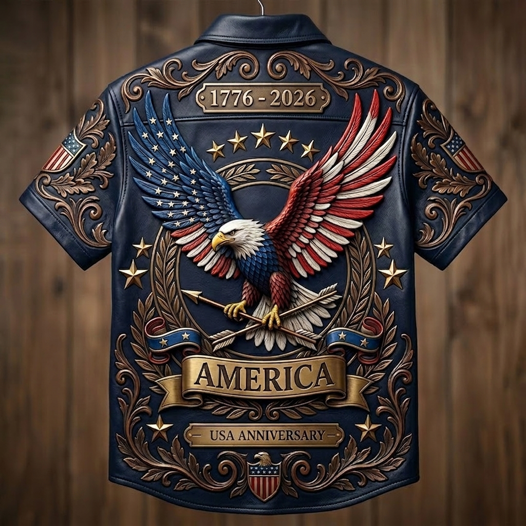 Men's Retro Independence Day Eagle Art Print Shirt  artssus