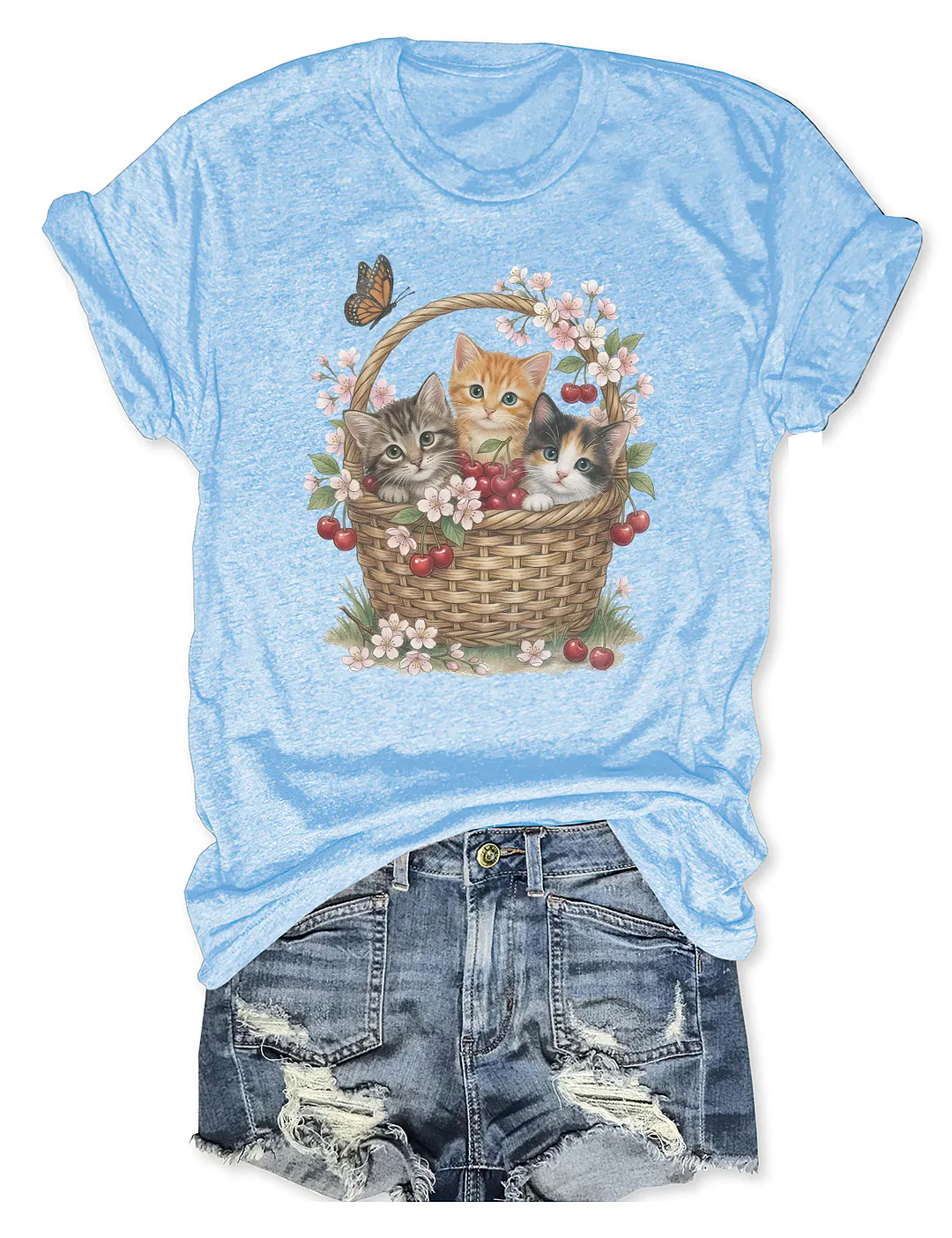 Cottagecore Floral Cute Kittens T-shirt