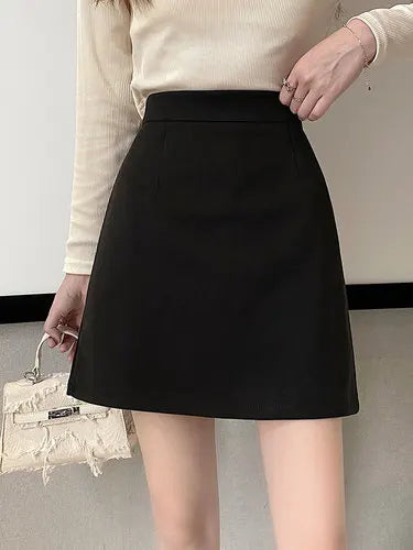 Aiertu DRESS TO IMPRESS Summer Mini Skirts Women Faldas A-line Solid Hot Soft Simple Stylish High Waist Office Ladies All-match Retro Trendy Minimalist aiertu