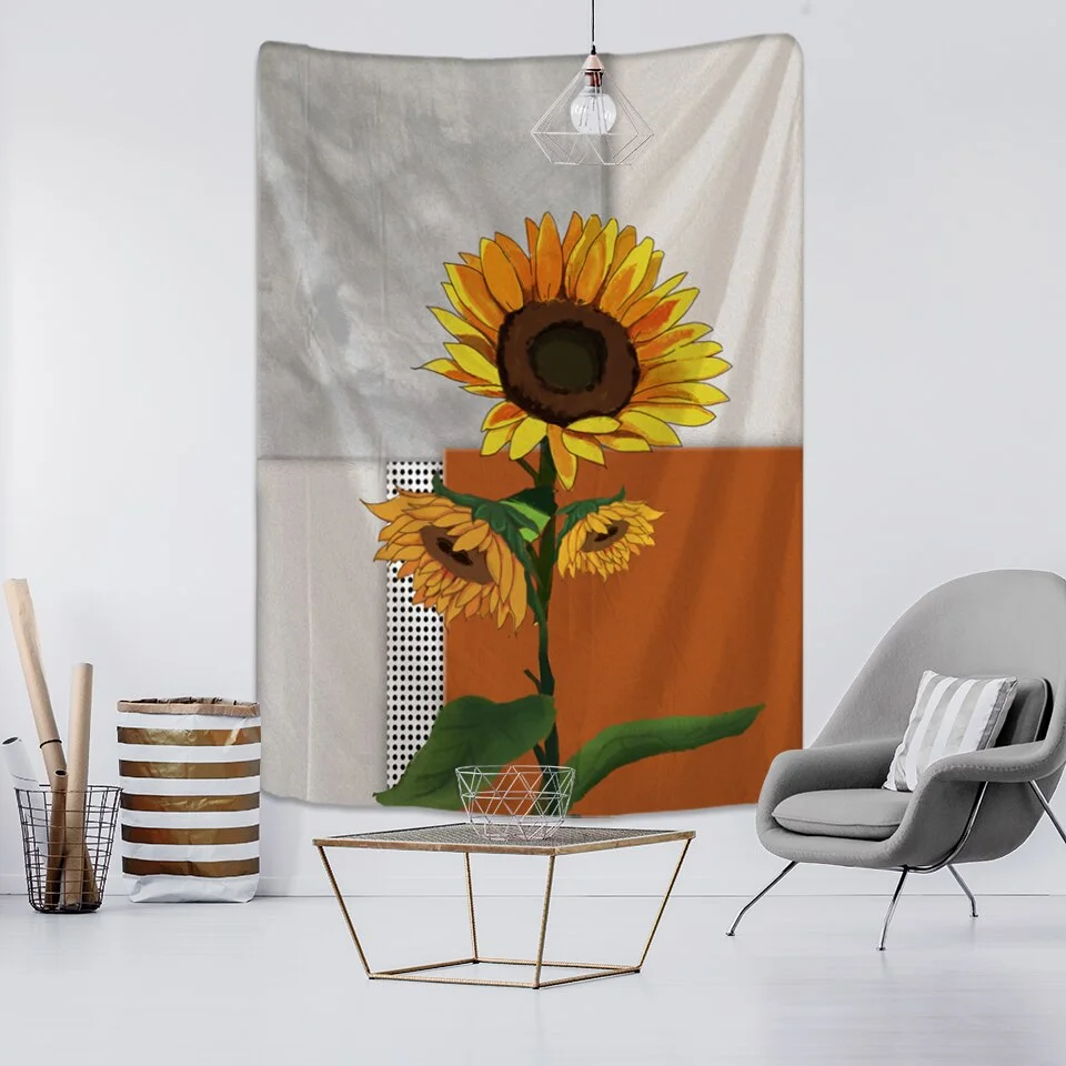 Plant Oil Painting Tapestry Wall Hanging Bohemian Hippie Witchcraft Mural Dormitory Study Aesthetics Room Home Decor