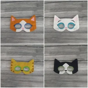 pornhint Pornhint Storybook Cat Family Masks - Musical Cats Mask - Cat Masks - Cartoon Character Mask - Kid & Adult - Creative Play - Halloween Costume