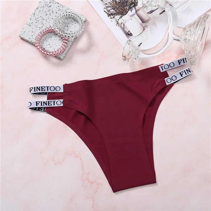 1/2PCS Seamless Lingerie Women's Underwear Low Rise Woman Panties Letter Bikini Sexy Female Ice Silk Brief Thongs For Ladies