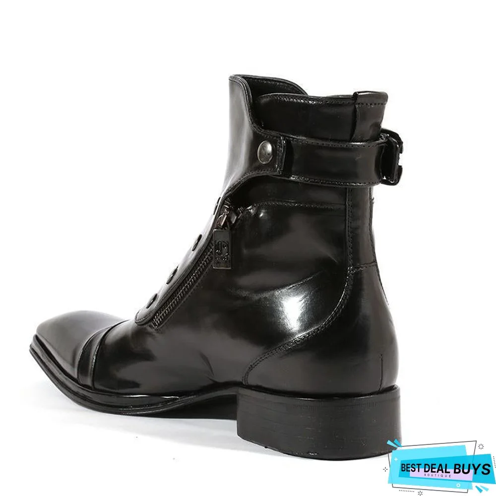 Men's Gentlemen Button Zipper Ankle Boots