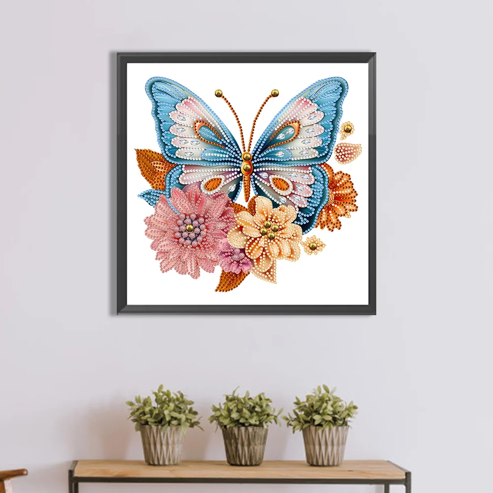 Diamond Painting - Partial Special Shaped Drill - Garden Butterfly(Canvas|30*30cm)