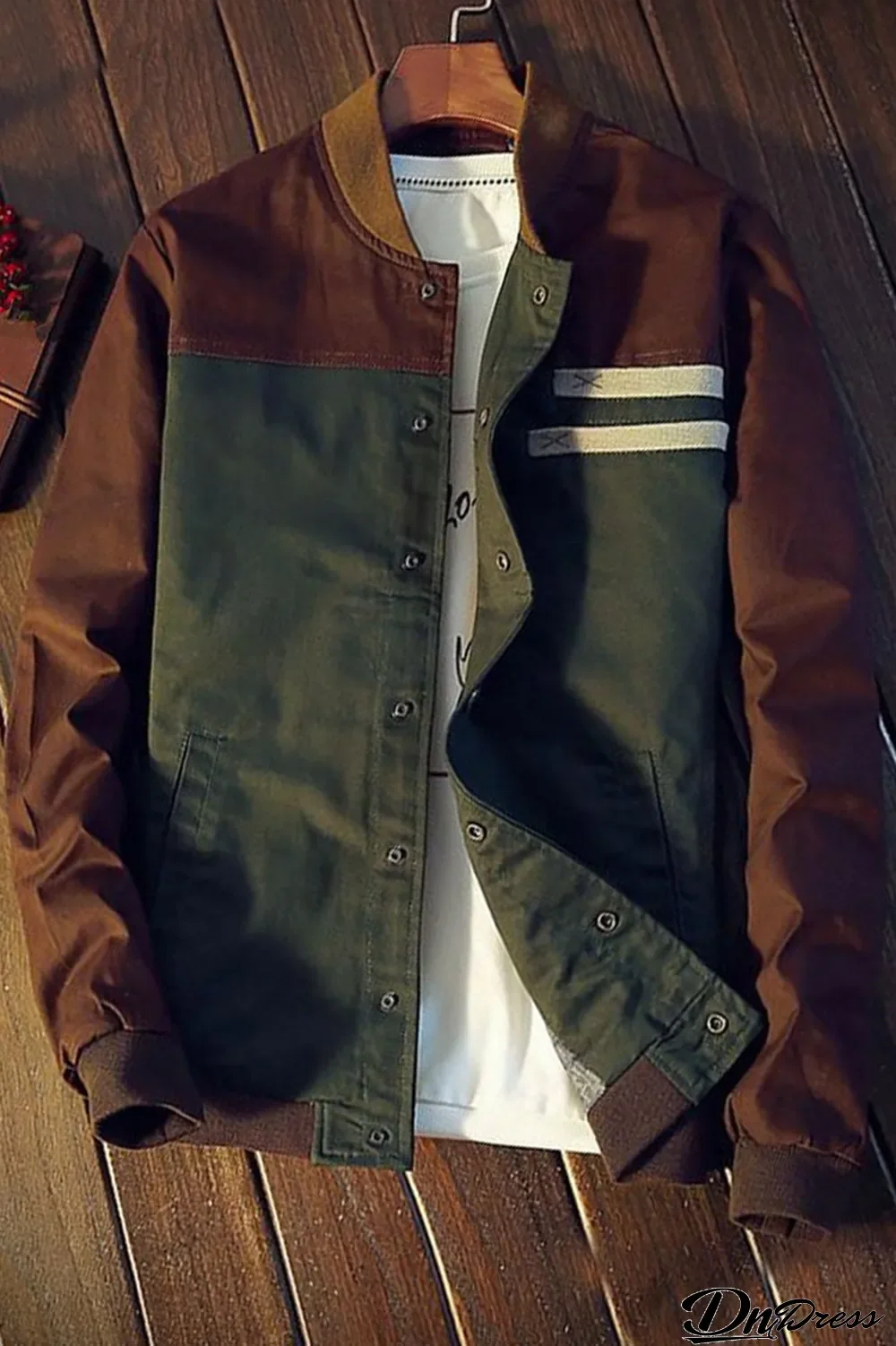 Coffee Casual Solid Split Joint Buckle Mandarin Collar Outerwear