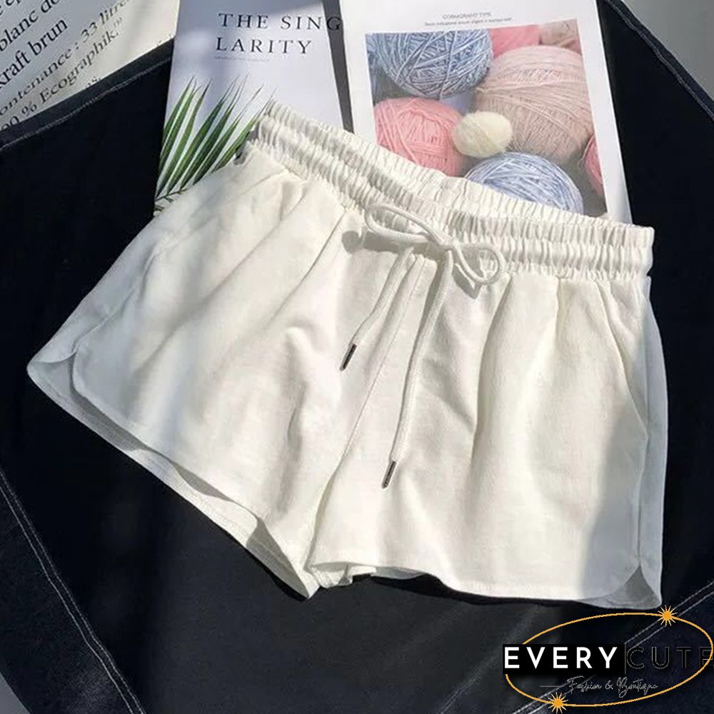 Women Shorts Summer Casual Solid Drawstring Shorts High Waist Loose Shorts For Girls Soft Cool Female Short S-3XL
