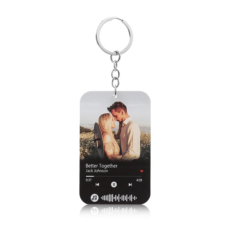 Kettenmachen Personalisierbares Foto & Spotify Code & Text Acryl Schlüsselanhänger für Paare