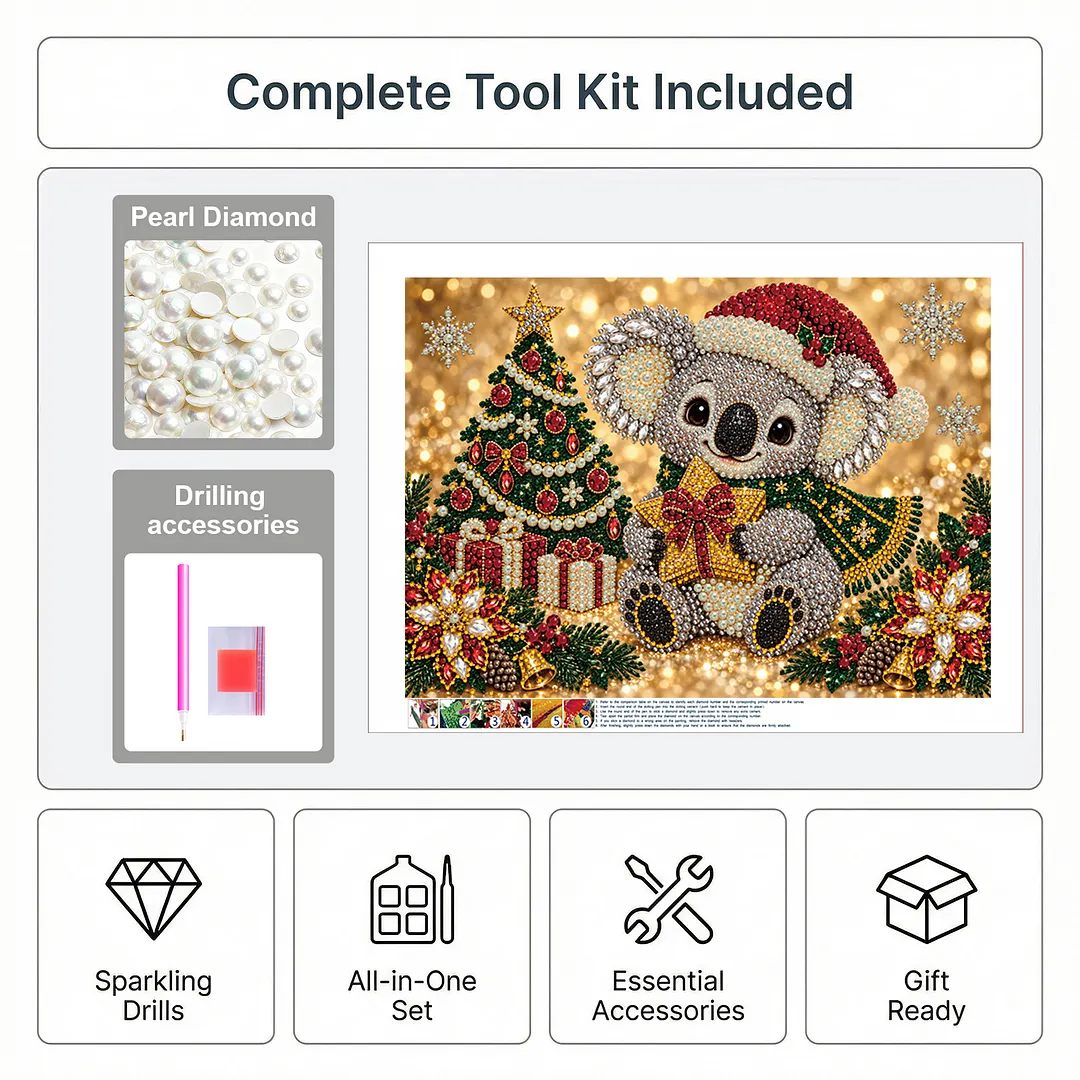 Pearl Painting Kit for Adults Christmas Koala 15.75x11.81in