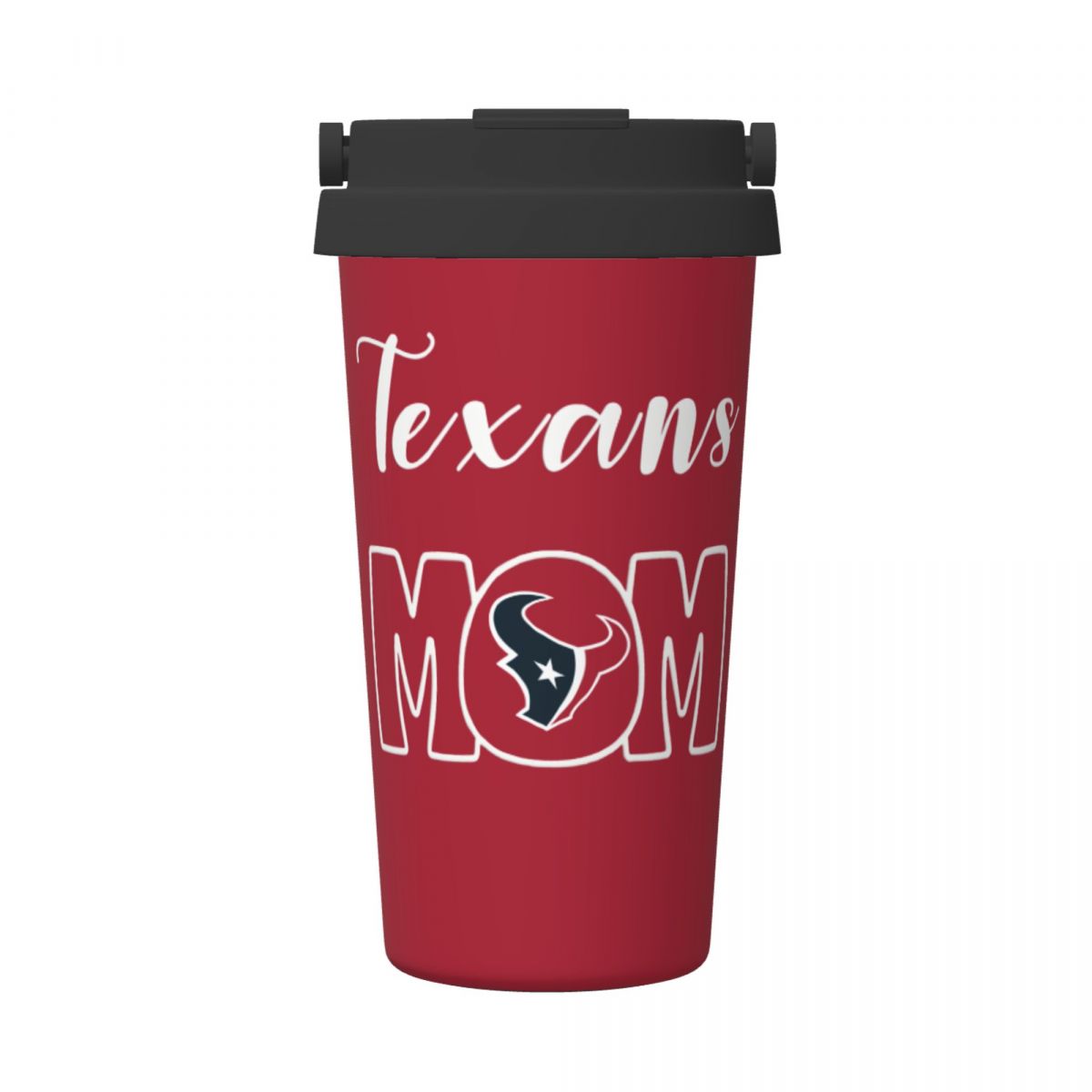 Houston Texans Mom Reusable Coffee Cup with Lid and Handle