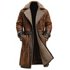 Men's Vintage Brown Suede Shearling Coat With Leather Trim by Inlyline