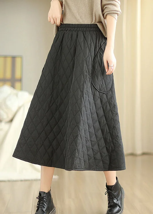 Black Pockets Fine Cotton Filled Skirts Exra Large Hem Winter