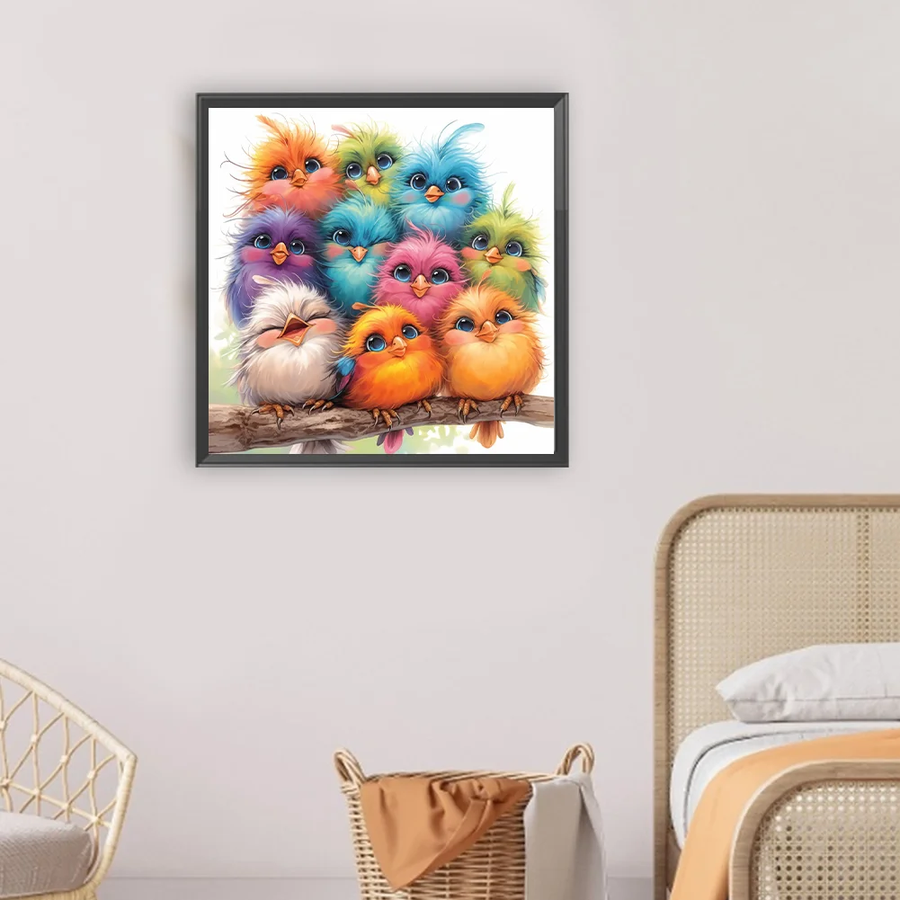 Diamond Painting - Full Round Drill - Cute Birds(Canvas|30*30cm)
