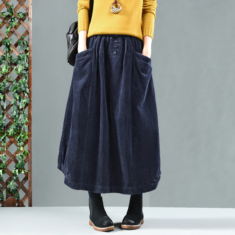Ancient Coffee Clothing Vintage Spliced Flower Bud Skirt