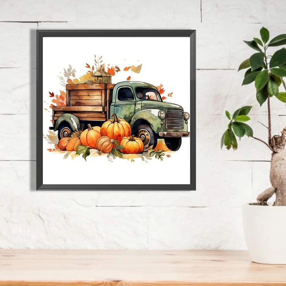Diamond Painting - Full Round Drill - Pumpkin Lorry(Canvas|40*40cm)