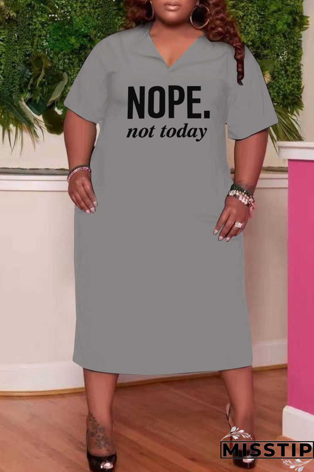 Black Casual Print Ripped Patchwork Hooded Collar Straight Plus Size Dresses