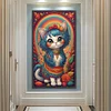 >SALE<5D DIY Full Round Drill Diamond Painting Rainbow Cat Kit Home Decoration 40x70cm