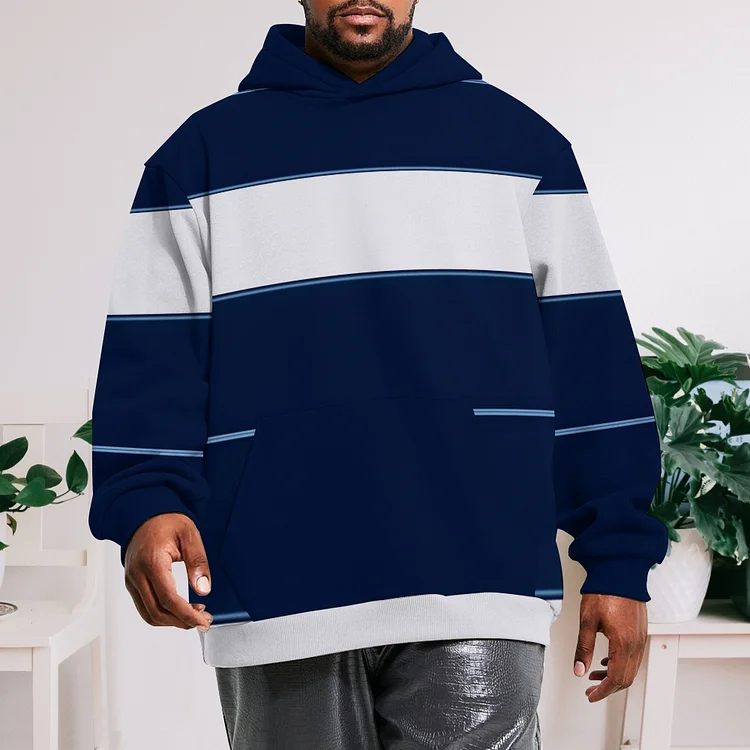 Men's Fashion Casual Color Match Printed Hoodie