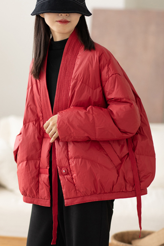Plus Size-Winter Casual Fashion Solid Color White Duck Down Jacket