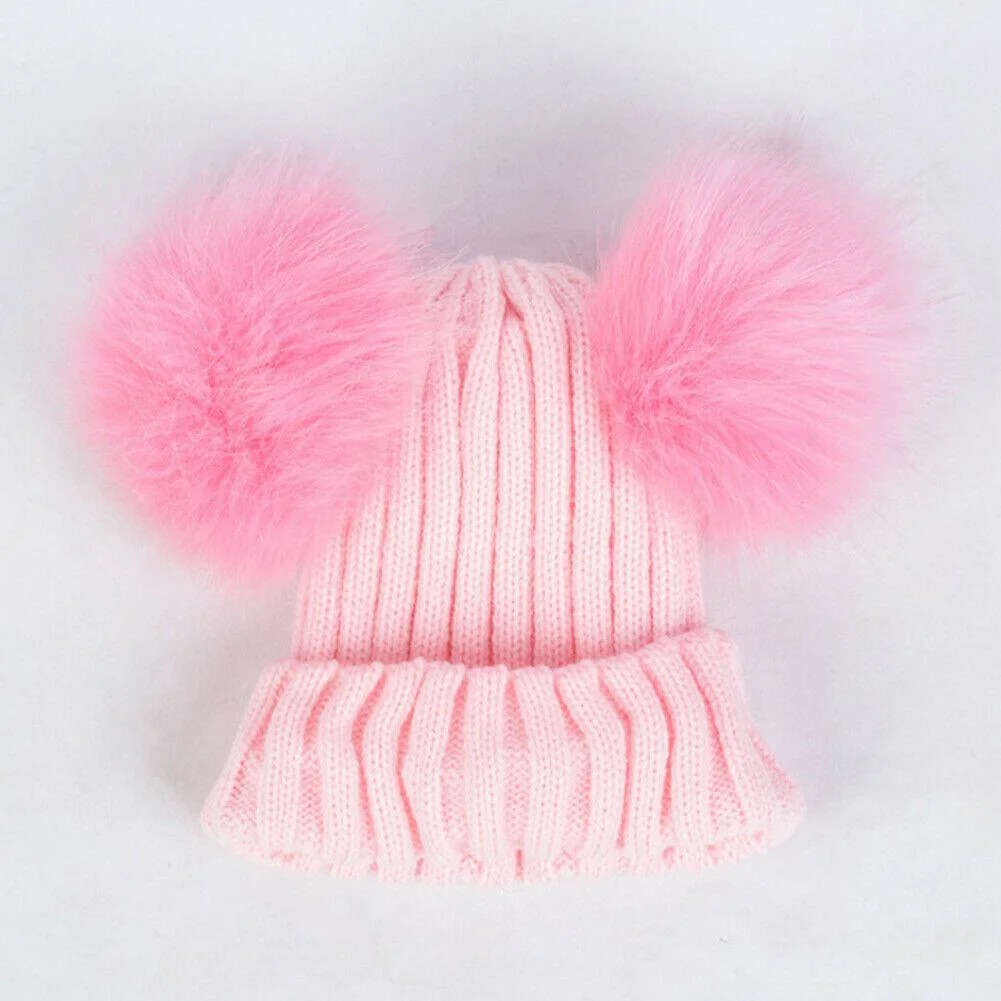 2020 Baby Stuff Accessories Toddler Kids Girl Boy Baby Infant Winter Warm Crochet Knit Hat Fur Balls Beanie Cap