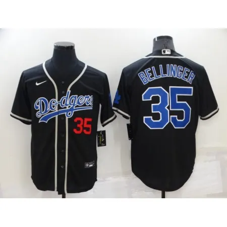Men's Los Angeles Dodgers #35 Cody Bellinger Black Cool Base Stitched Baseball Jersey