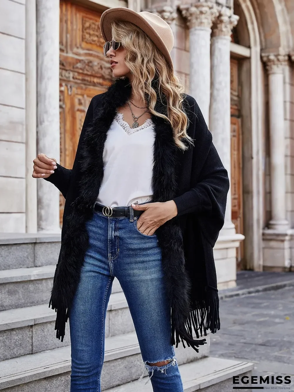 Autumn and Winter New Wool Collar Shawl Cardigan Coat | EGEMISS