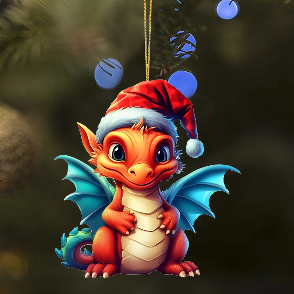 Statue Of Baby Dragon Acrylic Handmake Dinosaur Figurines Cartoon (Orange)