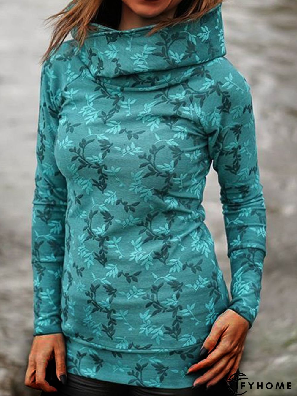 Floral Casual Turtleneck Long Sleeve Sweatshirts | IFYHOME