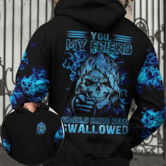 Personalized Slogan Creative Skull Print Design Men's Fashion Casual Hoodie