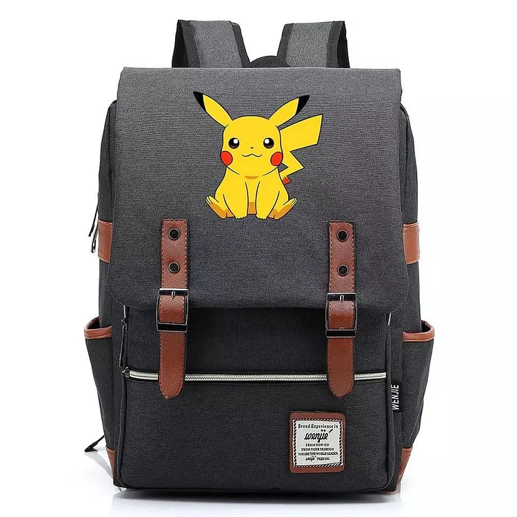 Mayoulove Pokemon Pikachu Canvas Travel Backpack School Notebook Bag-Mayoulove