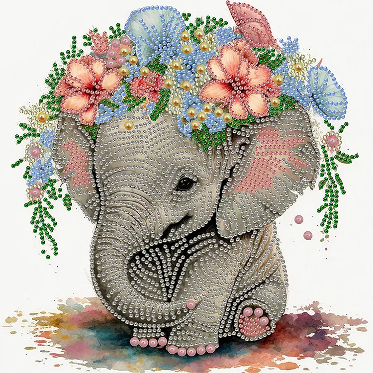 Partial Special-Shaped Diamond Painting - Elephant 30*30CM