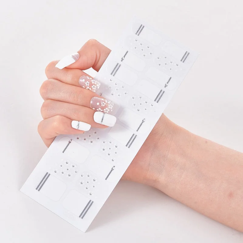 22 Tips/Sheet Solid Color And Striped Manicure Nails Art Decoration Nail Strips Full Beauty Nail Decoration Nailart Sticker